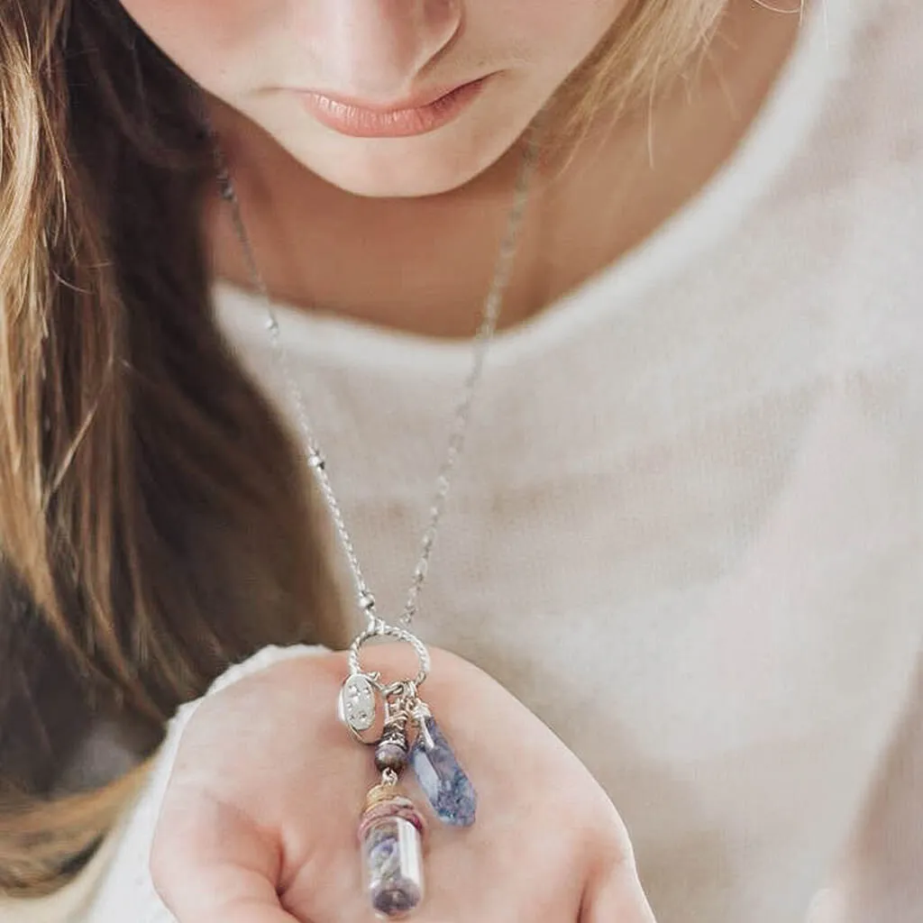 sweet dreams and starry nights // lavender bottle & quartz necklace