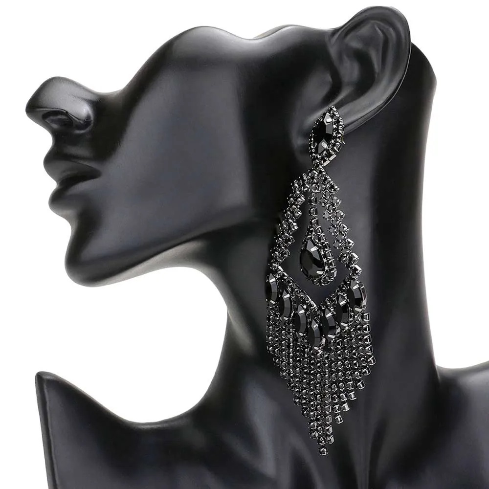 Teardrop Crystal Rhinestone Chandelier Evening Earrings