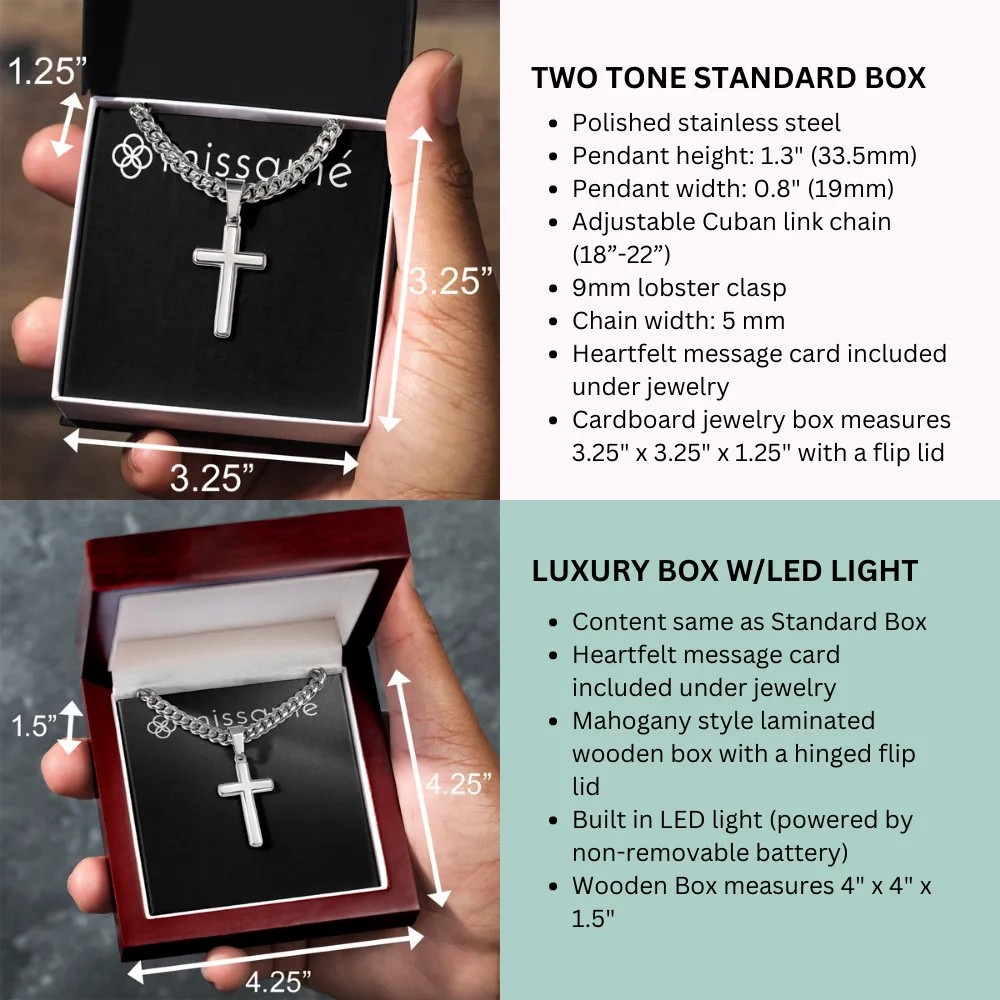 To Grandson Gift, Take Advantage of the Gifts, Encouragement From Grandma Stainless Steel Cross Pendant Cuban Chain Necklace