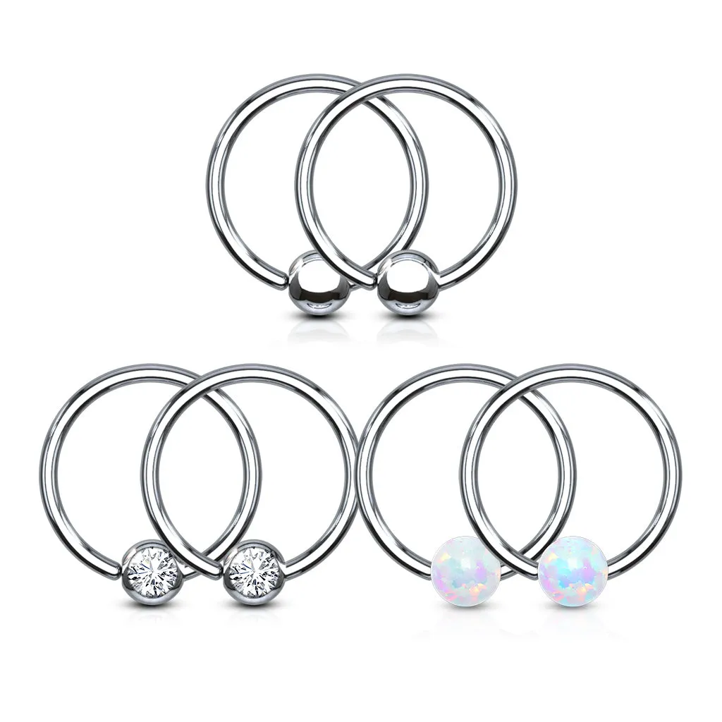 Value Packs 3 Pairs Assorted Fixed Ball 316L Surgical Steel WIldKlass Captive Bead Rings/Hoops