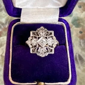 Vintage Diamond Filigree Ring, Old Euro 0.10ct.