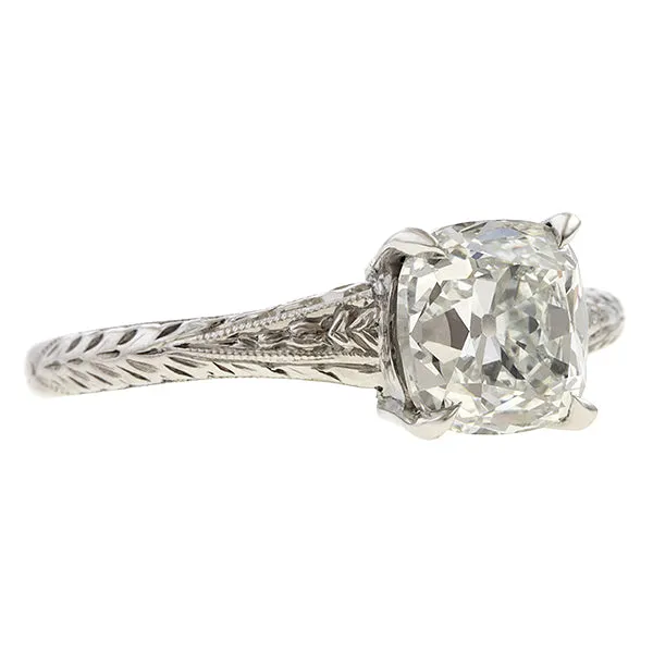 Vintage Engagement Ring, Cushion 1.53ct.