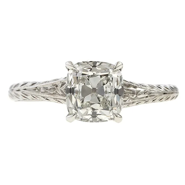 Vintage Engagement Ring, Cushion 1.53ct.