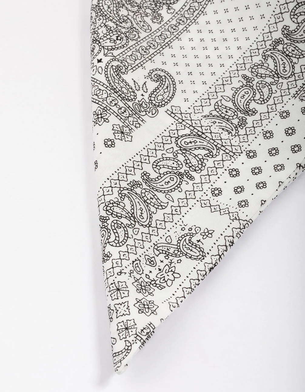 White & Black Fabric Paisley Bandana