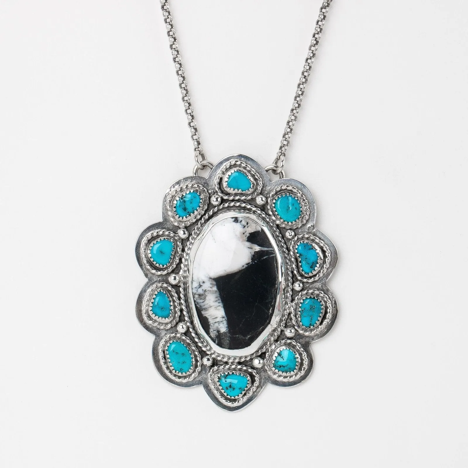 White Buffalo & Sleeping Beauty Turquoise Cluster Necklace