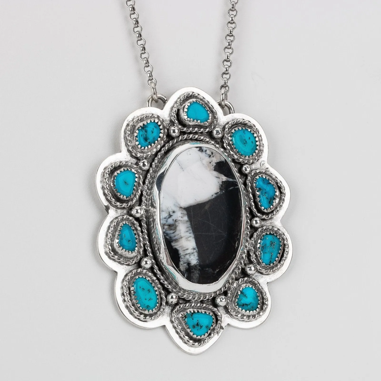 White Buffalo & Sleeping Beauty Turquoise Cluster Necklace