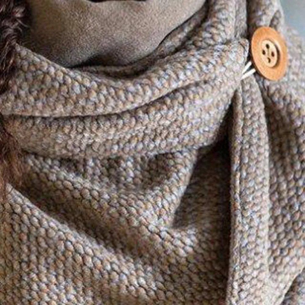 Women Cotton Plus Thick Keep Warm Winter Outdoor Casual Solid Color Multi-purpose Scarf Shawl