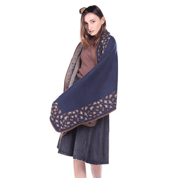 Women Printing Winter Warm Scarf Casual Leopard Pattern Blanket Scarf Shawl